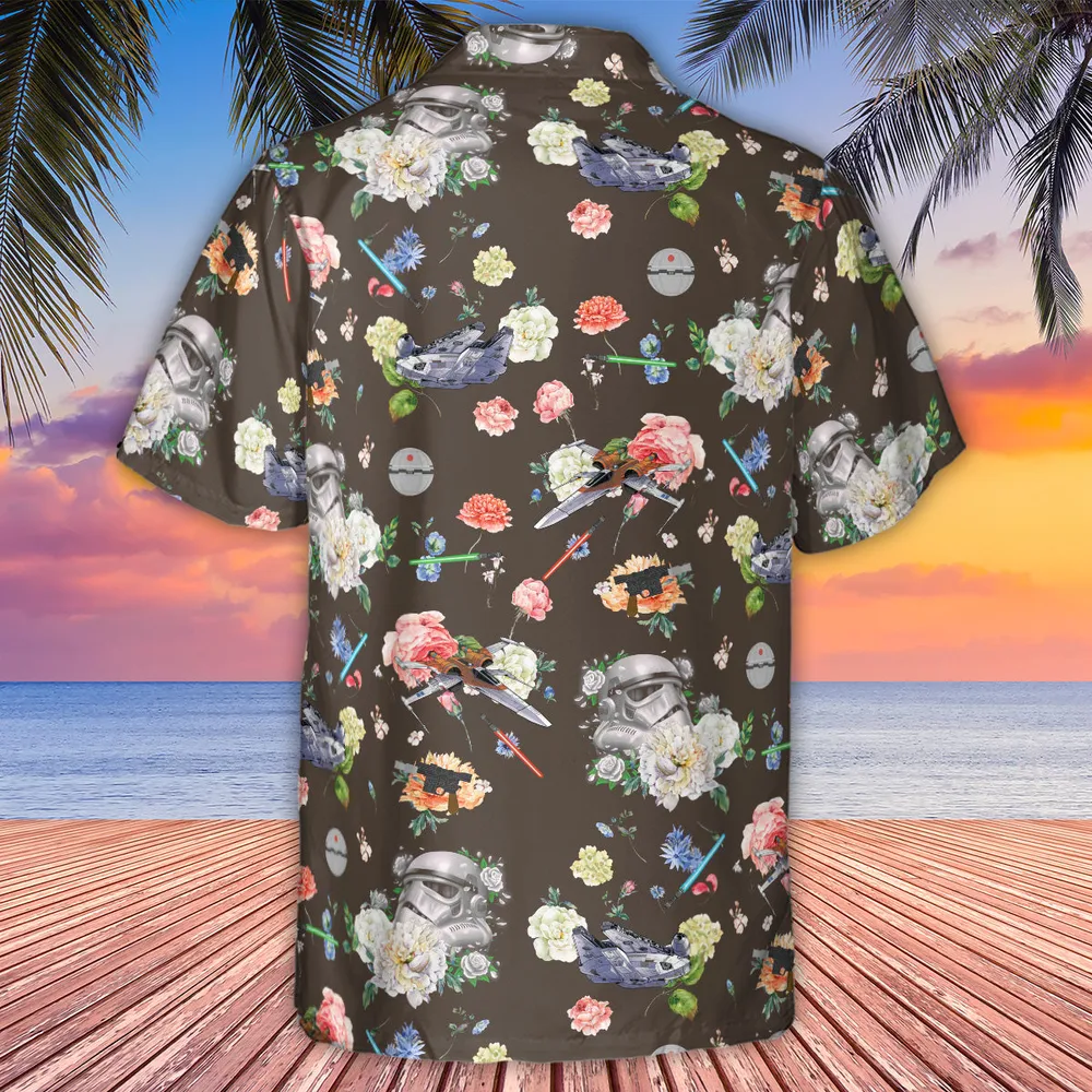 Stormtrooper Flower Vintage Pattern Hawaiian Shirt - 3