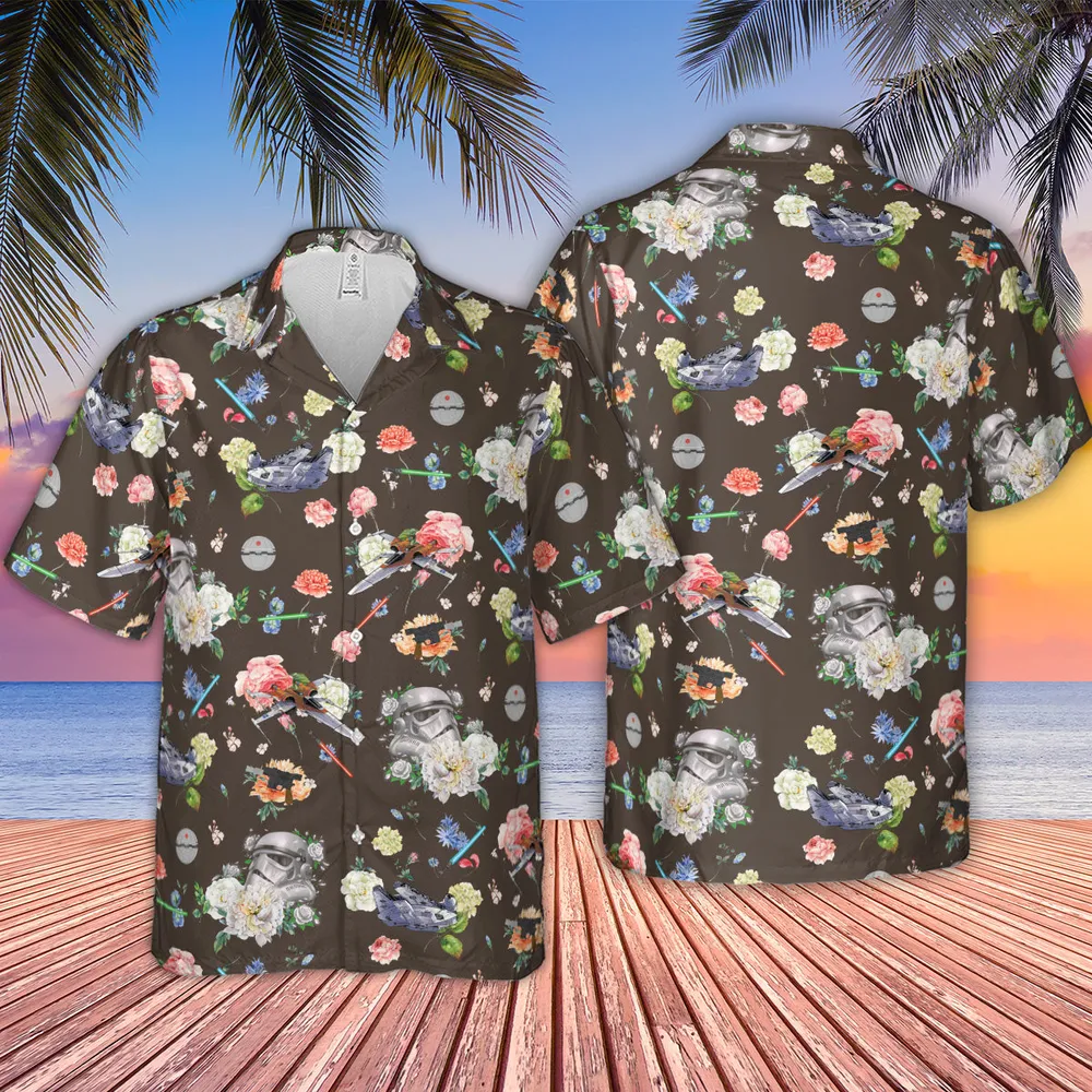 Stormtrooper Flower Vintage Pattern Hawaiian Shirt - 2
