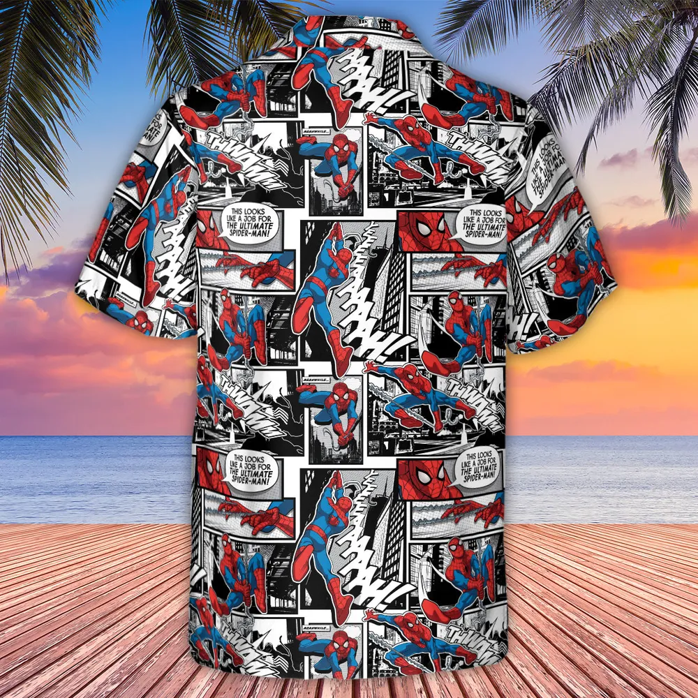 Spider Man Comic Pattern Hawaiian Shirt - 3