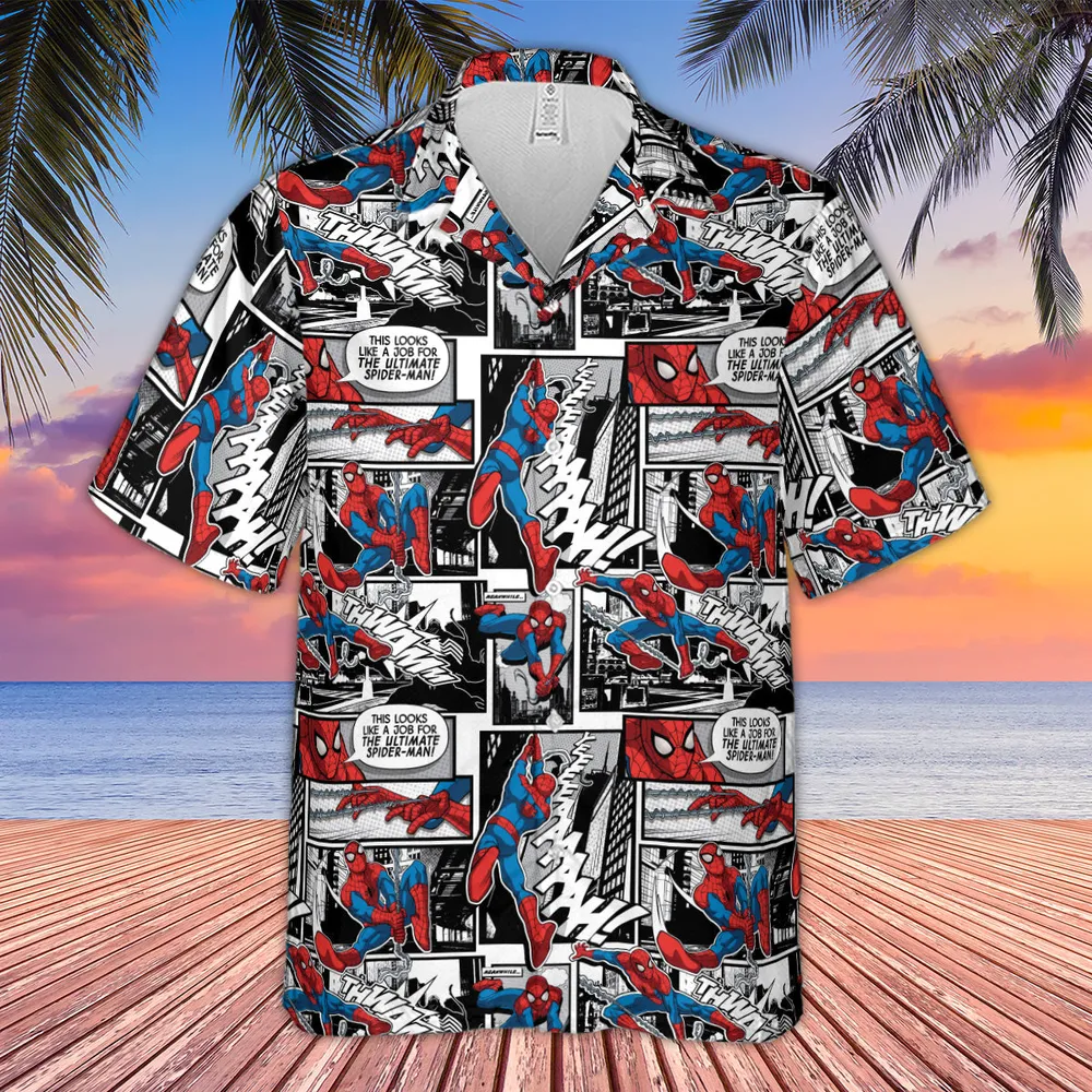 Spider Man Comic Pattern Hawaiian Shirt - 4