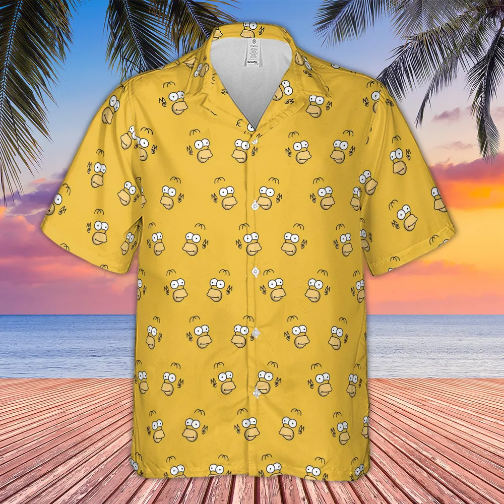 Homer Simpson Pattern Hawaiian Shirt - 4