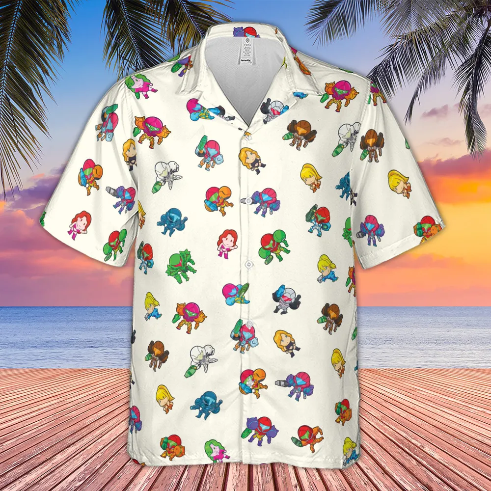 The Many Suits Of Samus Metroid Pattern Hawaiian Shirt - 4