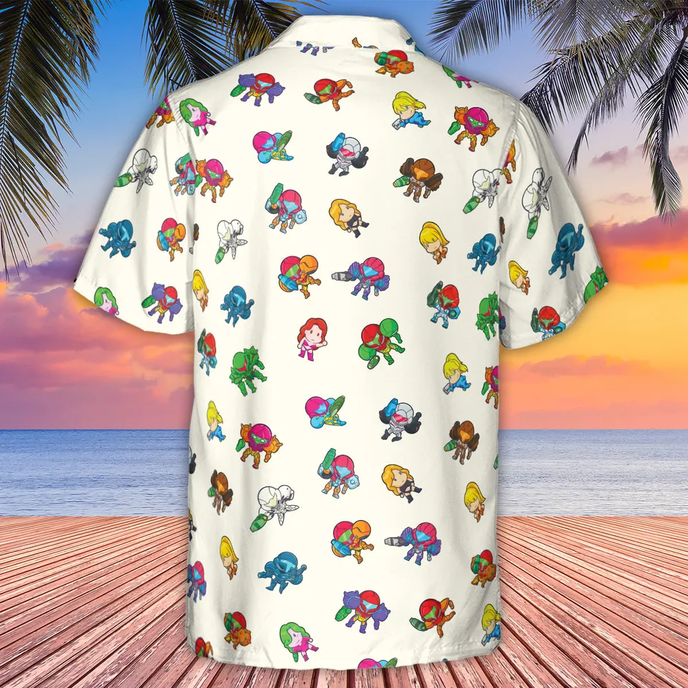 The Many Suits Of Samus Metroid Pattern Hawaiian Shirt - 3