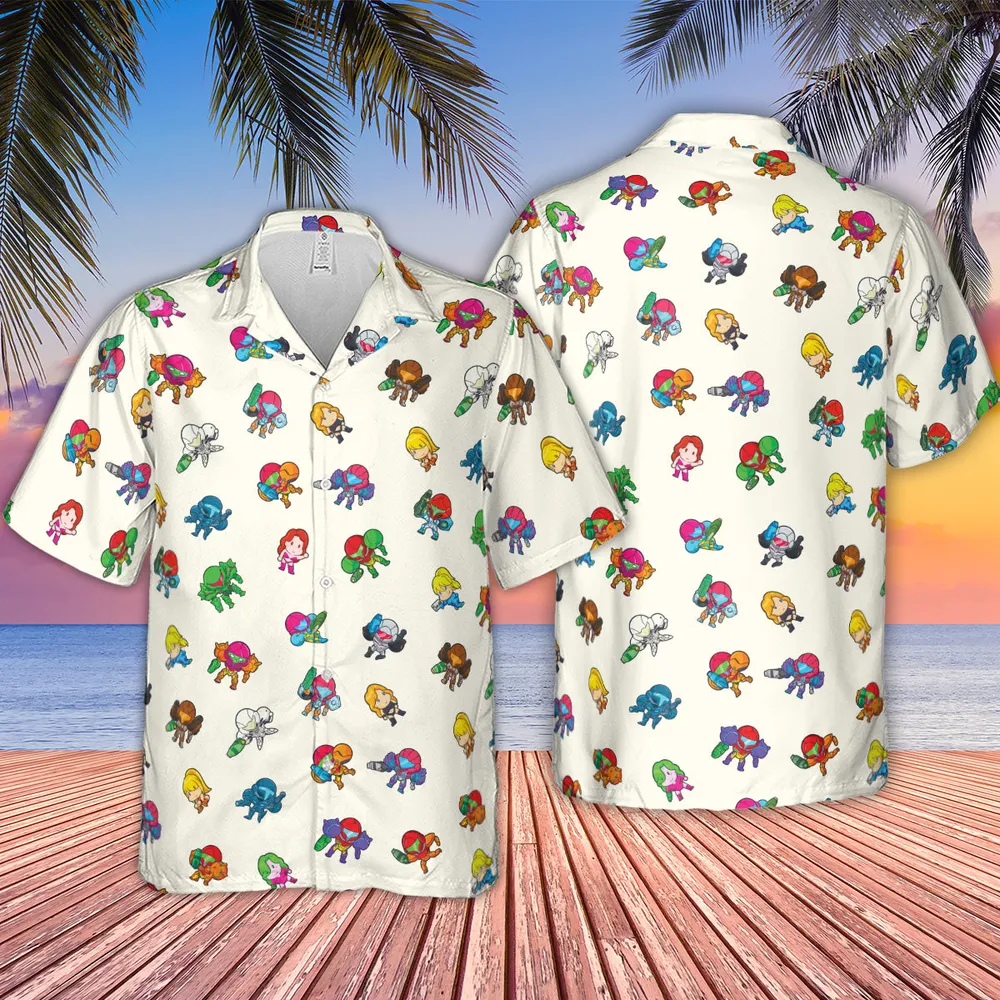 The Many Suits Of Samus Metroid Pattern Hawaiian Shirt - 2