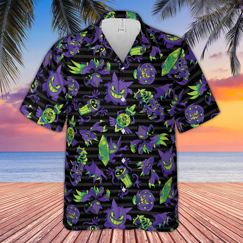 Ghost Type Pokemon Pattern Hawaiian Shirt - 4