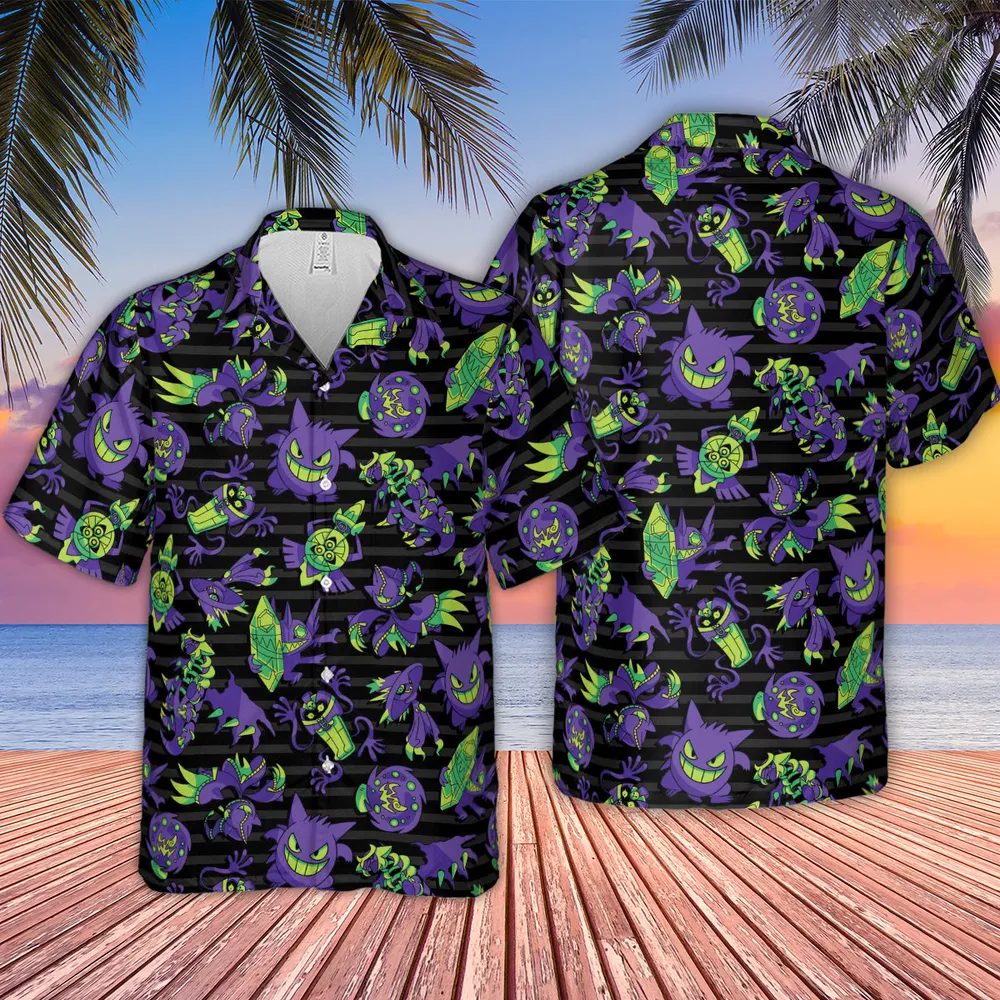 Ghost Type Pokemon Pattern Hawaiian Shirt - 2