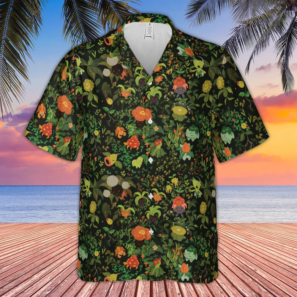 Grass Pokemon Patterns Hawaiian Shirt - 4