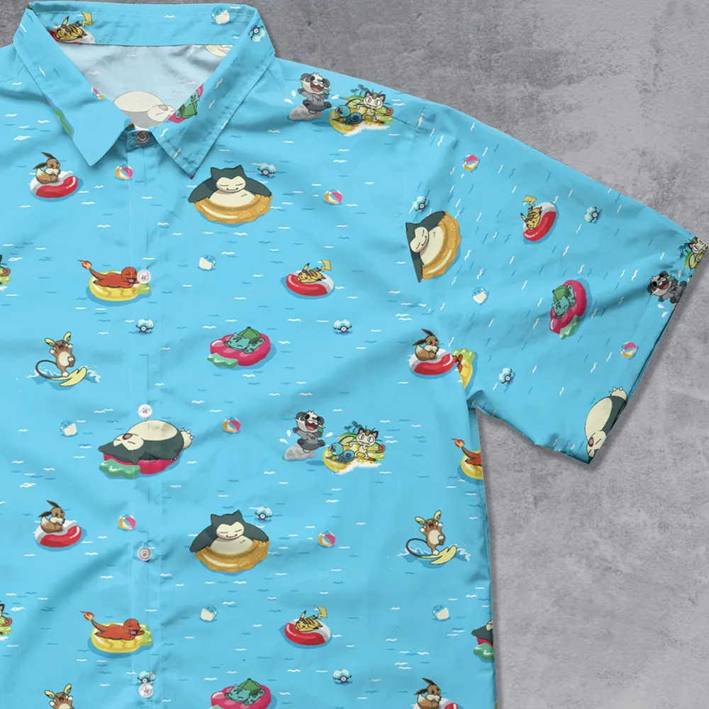 Pokemon Sunny Days Sea Swim Hawaiian Shirt - 4