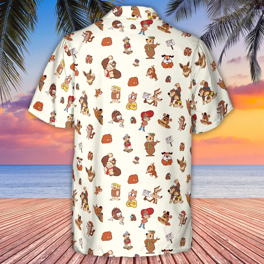 Famous Cartoon Characters in Brown Hawaiian Shirt - 3
