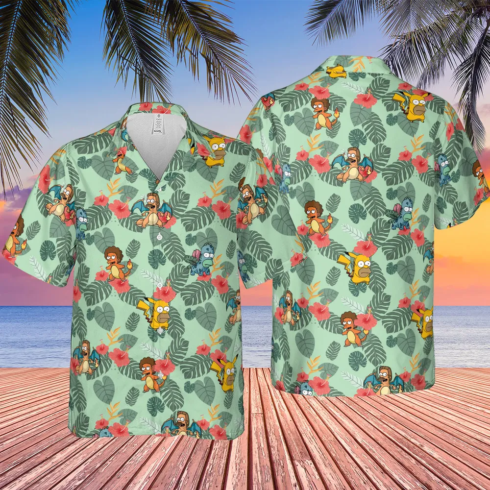 Simpsonmon The Simpsons Pokemon Mashup Hawaiian Shirt - 2