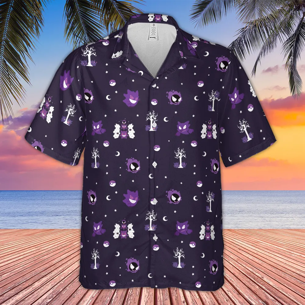 Gengar Pokemon Pattern Hawaiian Shirt - 4