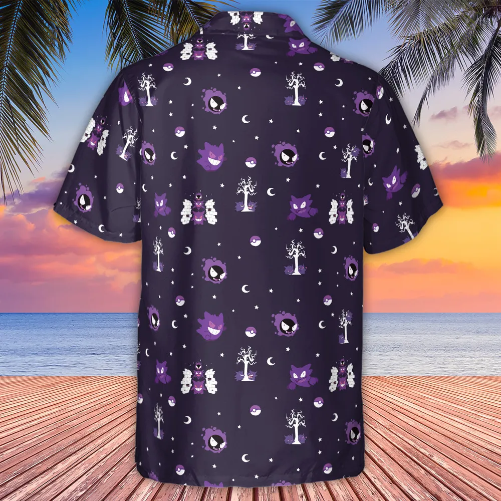 Gengar Pokemon Pattern Hawaiian Shirt - 3
