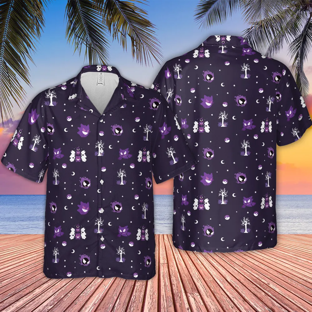 Gengar Pokemon Pattern Hawaiian Shirt - 2
