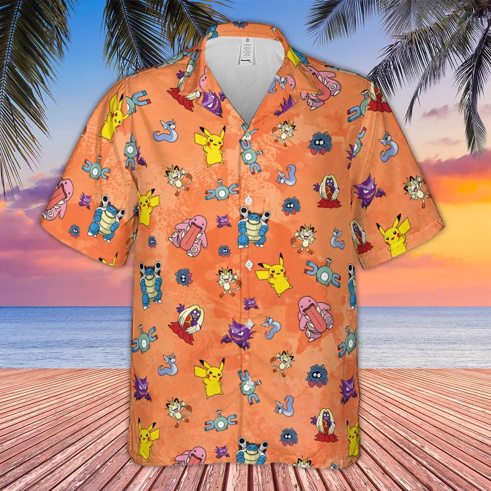 Pokemon Character Scatter Hawaiian Shirt - 4