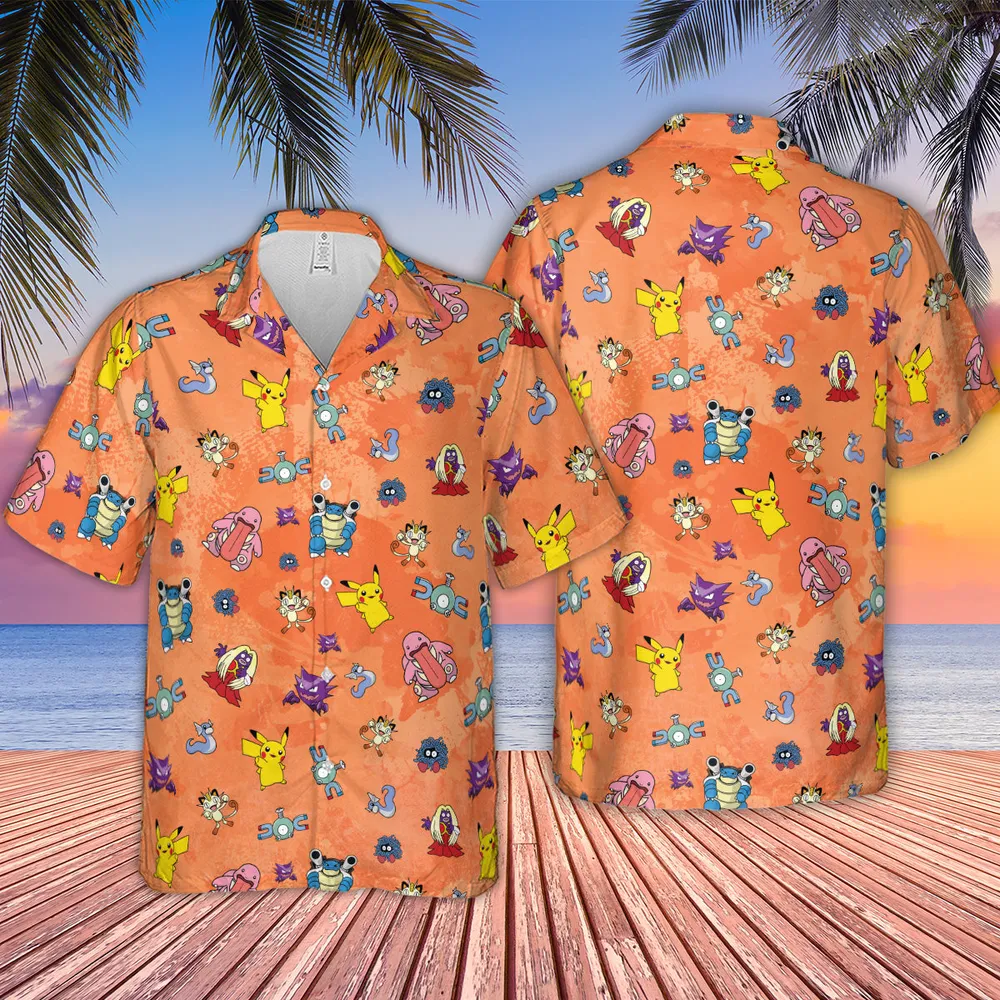 Pokemon Character Scatter Hawaiian Shirt - 2