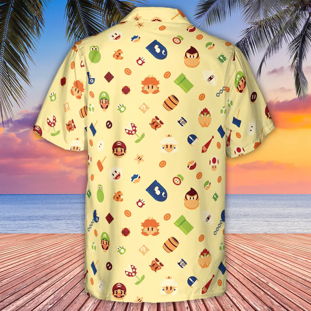 Mario and Friends Pattern Hawaiian Shirt - 3