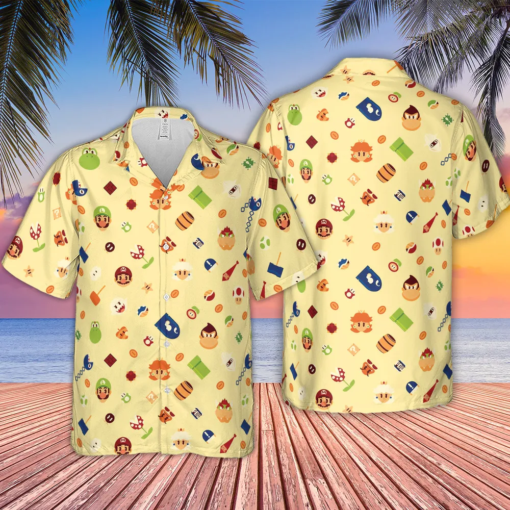 Mario and Friends Pattern Hawaiian Shirt - 2