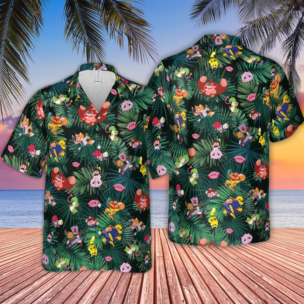 Video Game Characters Pattern Hawaiian Shirt - 4
