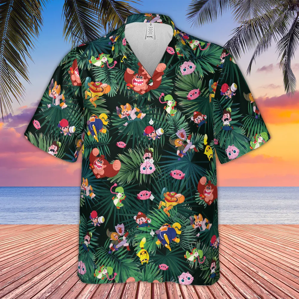 Video Game Characters Pattern Hawaiian Shirt - 3