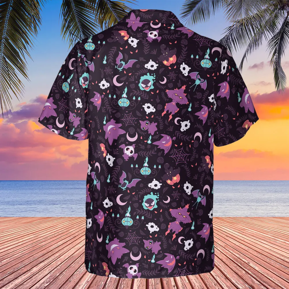 Lavender Town Pokemon Pattern Hawaiian Shirt - 2