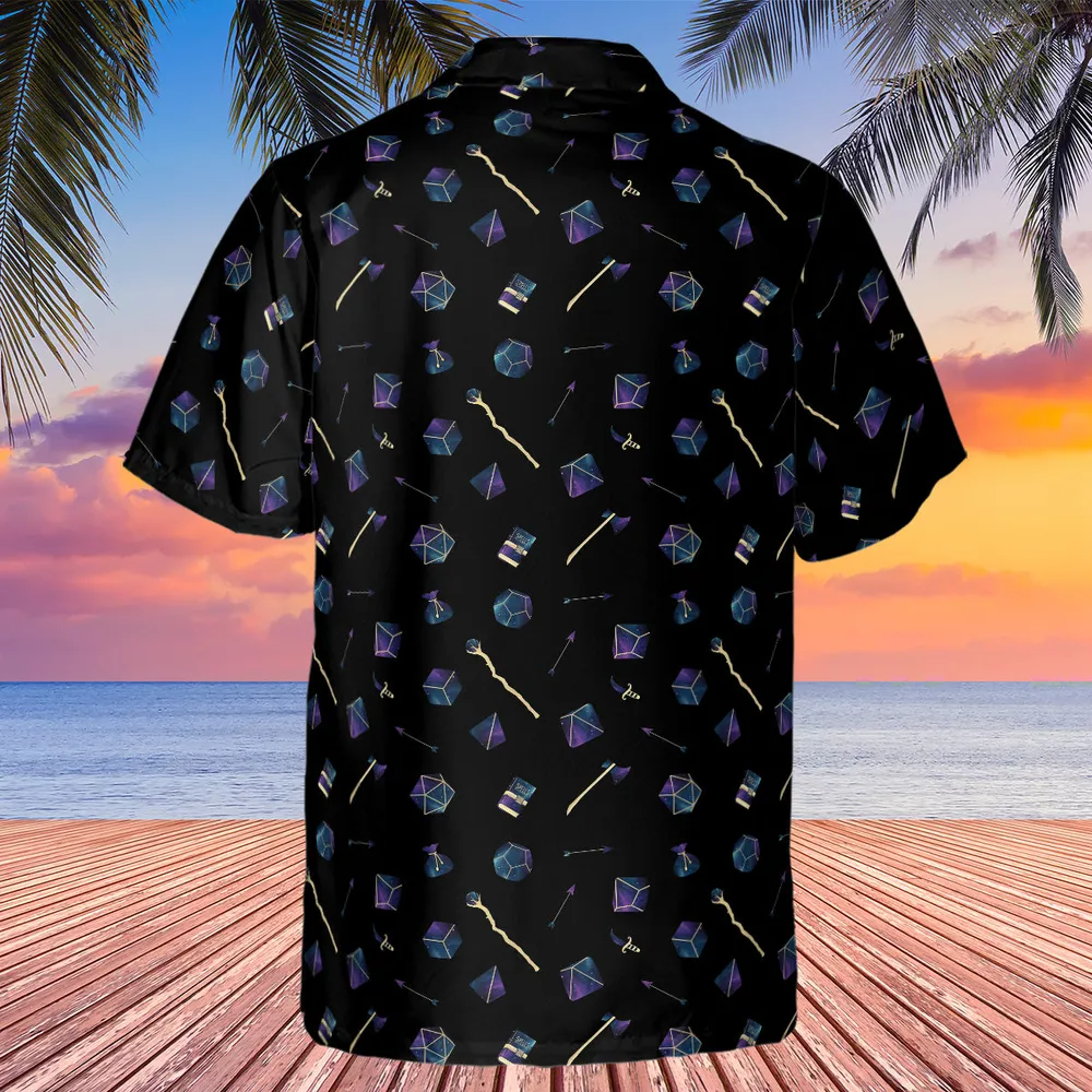 Galaxy In Dice DnD Pattern Hawaiian Shirt - 2