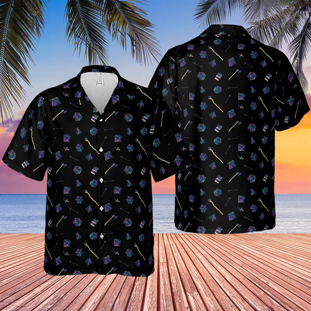 Galaxy In Dice DnD Pattern Hawaiian Shirt - 4