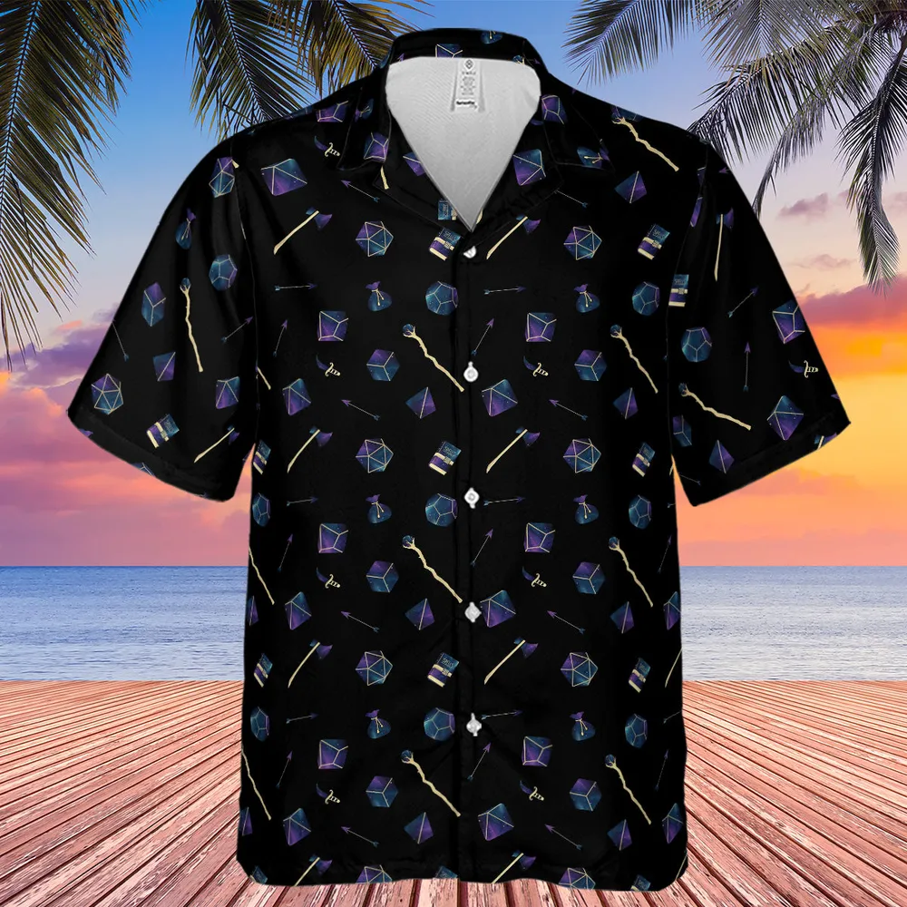 Galaxy In Dice DnD Pattern Hawaiian Shirt - 3