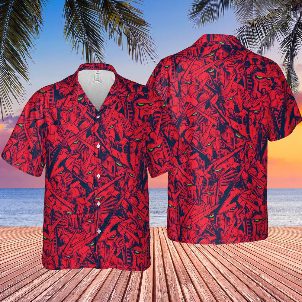 Gundam Camo Magenta Gundam Hawaiian Shirt - 4