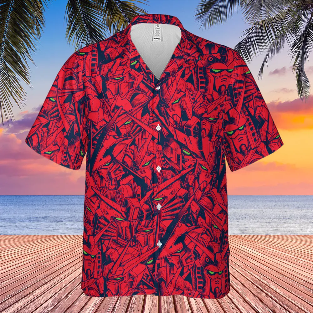 Gundam Camo Magenta Gundam Hawaiian Shirt - 3