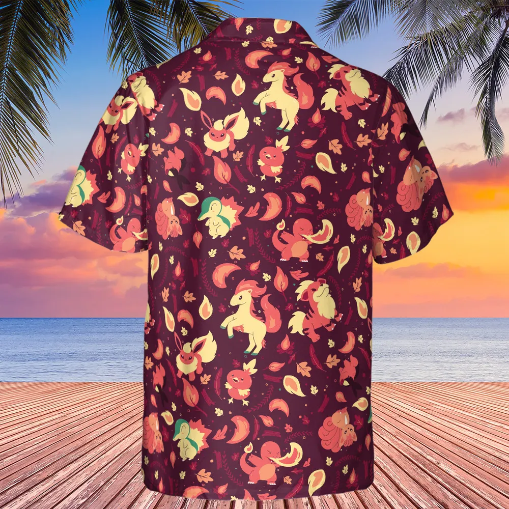 Fire Pokemon Pattern Hawaiian Shirt - 2