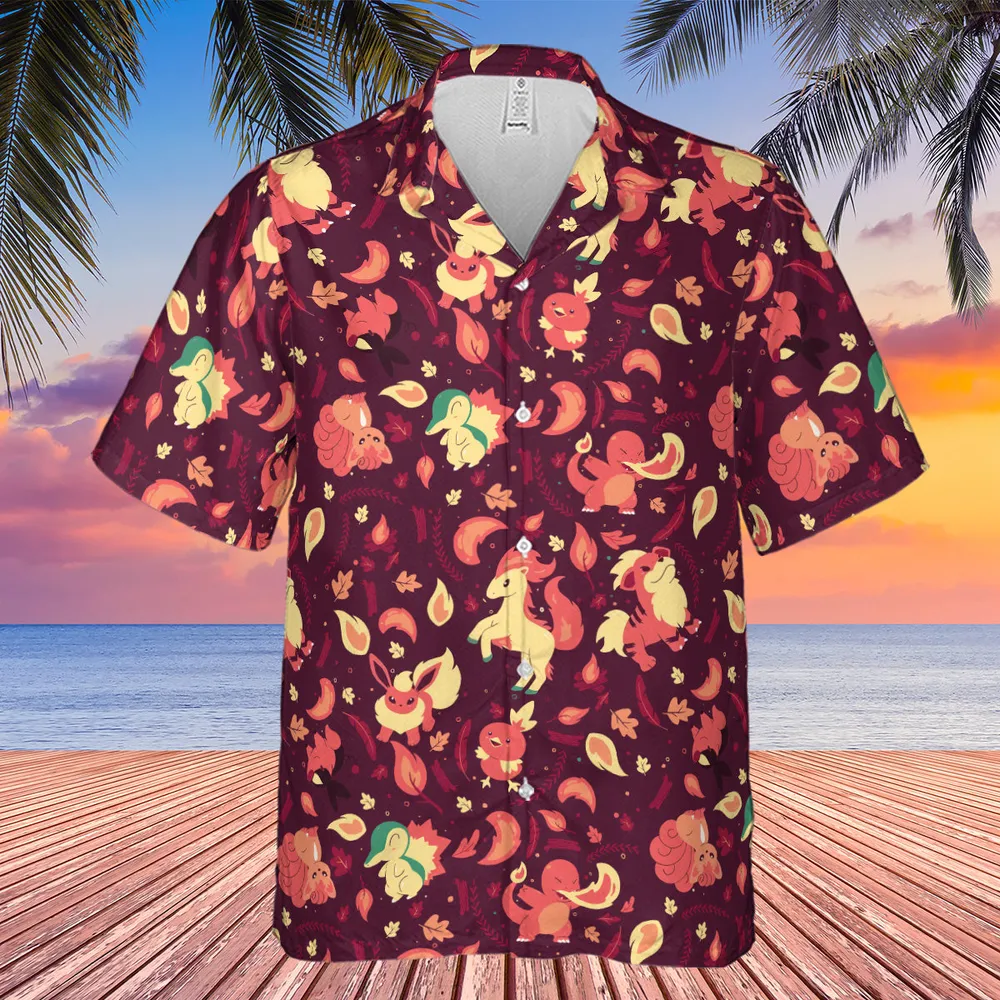 Fire Pokemon Pattern Hawaiian Shirt - 3