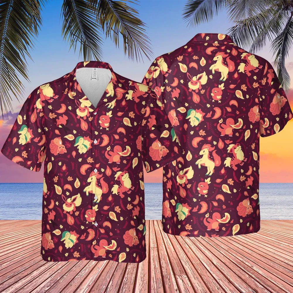 Fire Pokemon Pattern Hawaiian Shirt - 4
