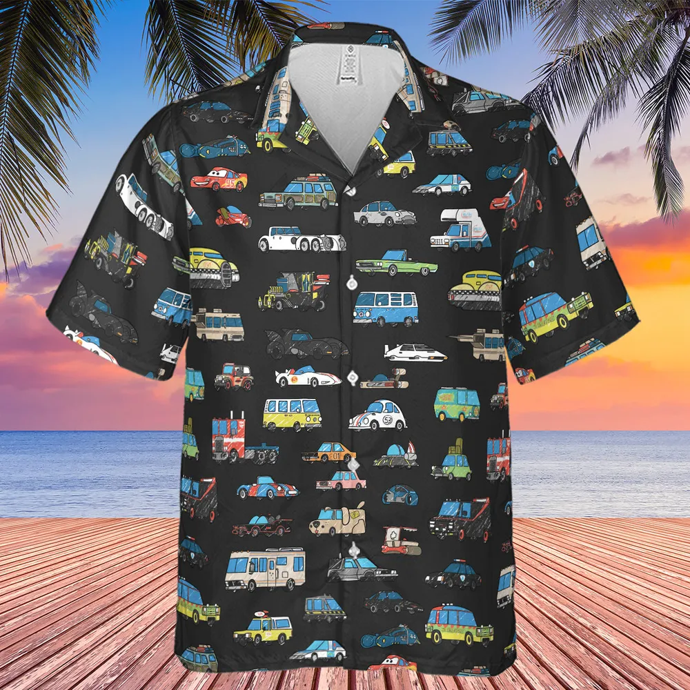 Movie Cars Pattern Hawaiian Shirt - 3