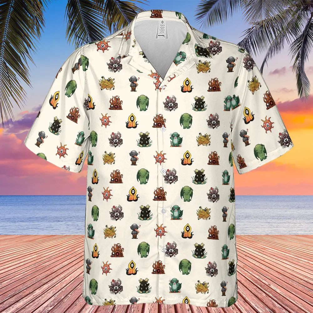 Lovecraft Demons Cute H.P. Lovecraft Monsters Pattern Hawaiian Shirt - 3
