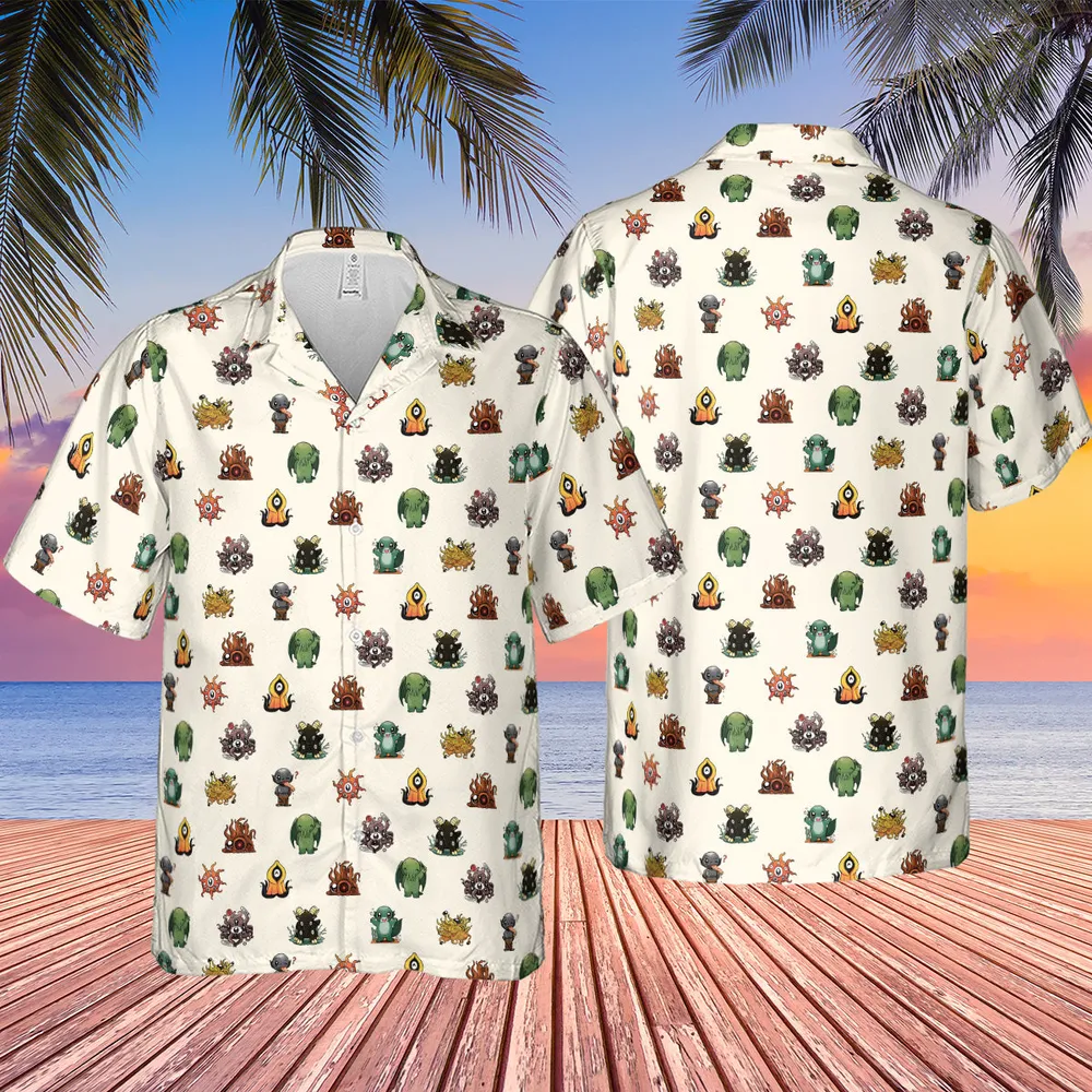 Lovecraft Demons Cute H.P. Lovecraft Monsters Pattern Hawaiian Shirt - 4