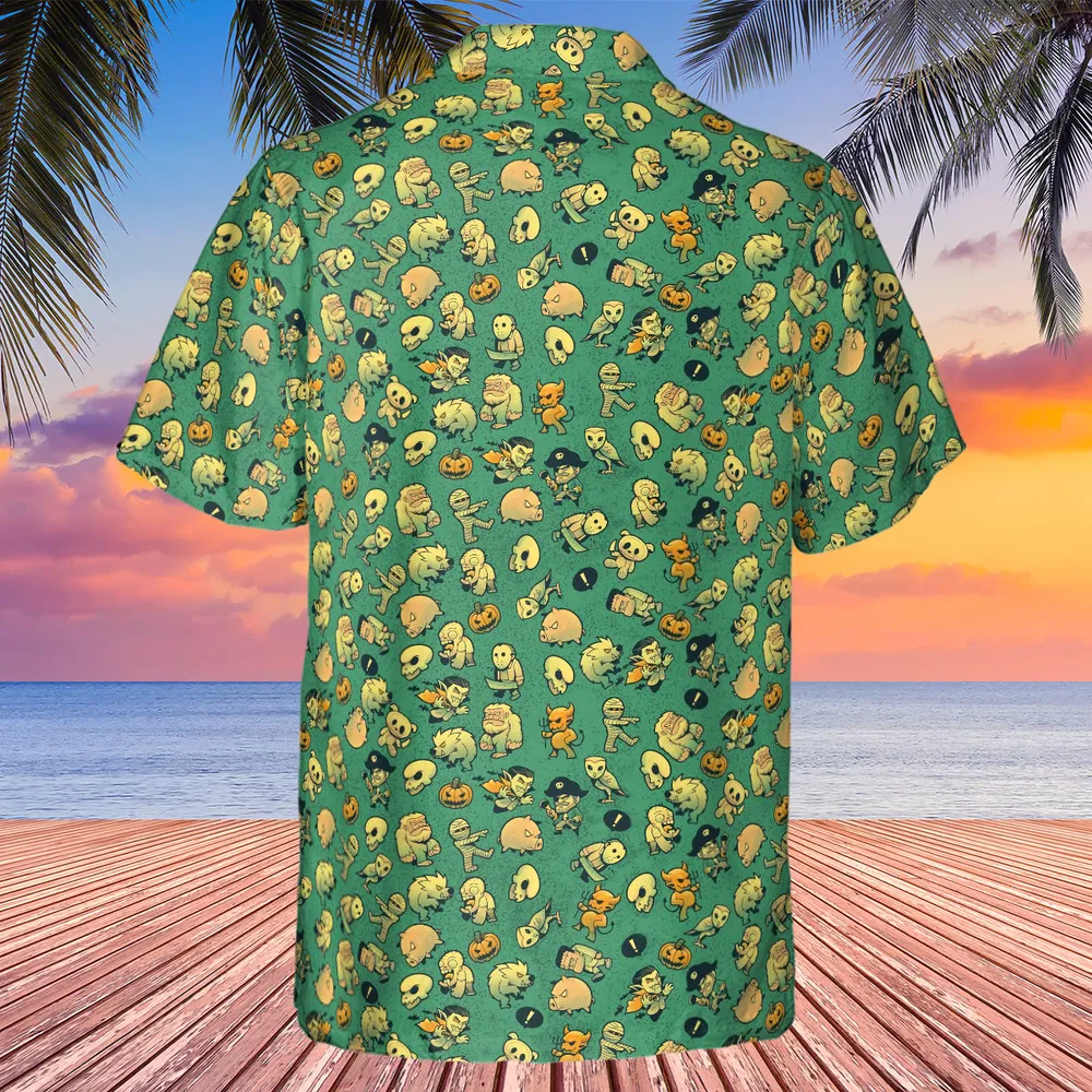 Terror Attack Cute Horror Characters Halloween Hawaiian Shirt - 2