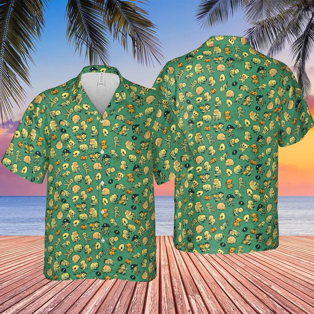 Terror Attack Cute Horror Characters Halloween Hawaiian Shirt - 4