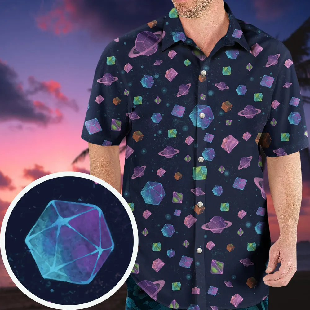 Galaxy Of Dices DnD Pattern Hawaiian Shirt - 2
