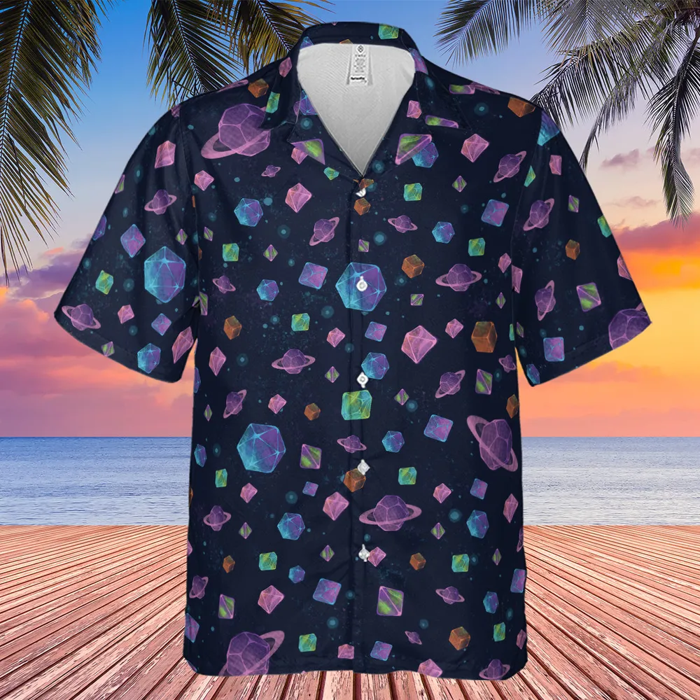 Galaxy Of Dices DnD Pattern Hawaiian Shirt - 3