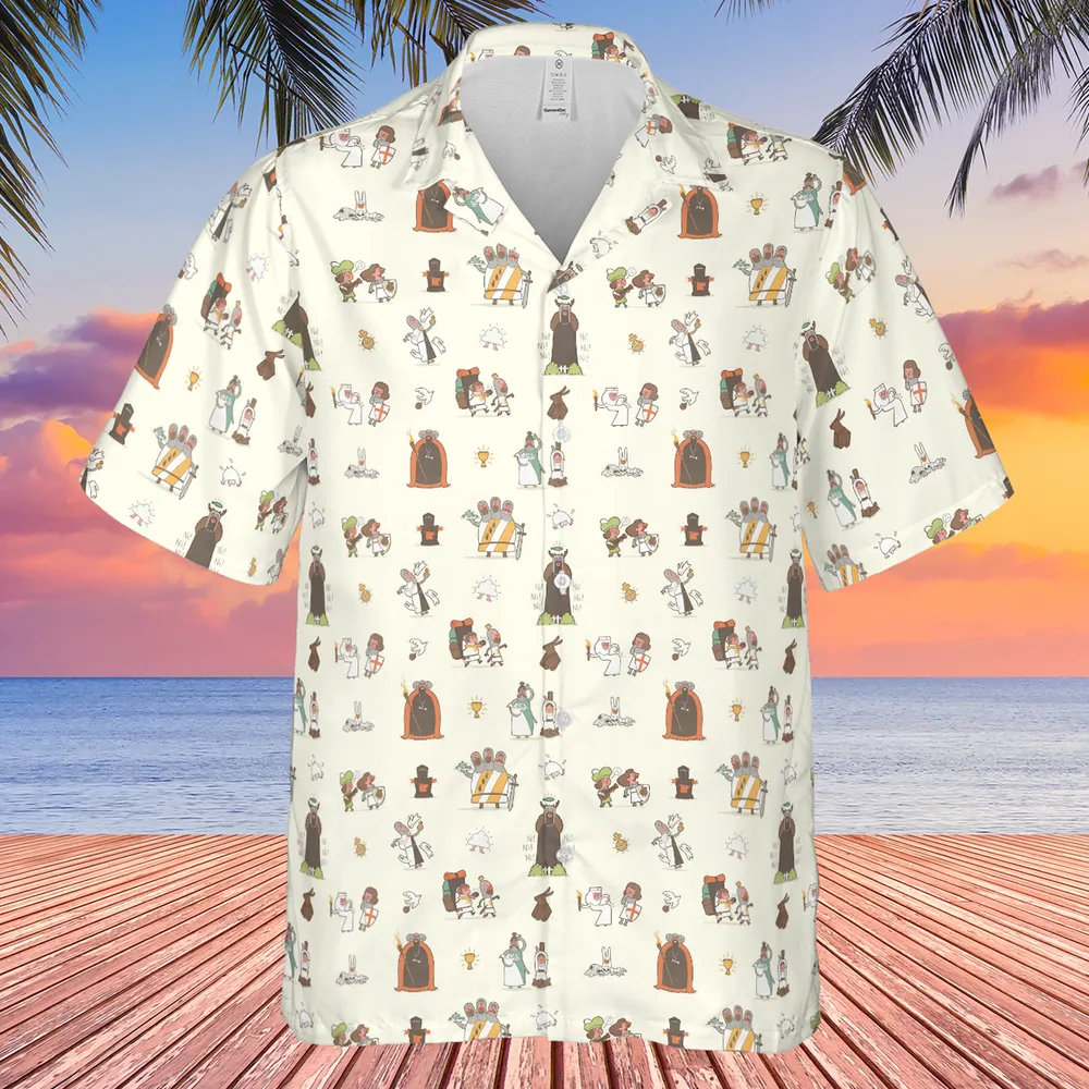 The Holy Grail Pattern Monty Python Button Down Hawaiian Shirt - 2