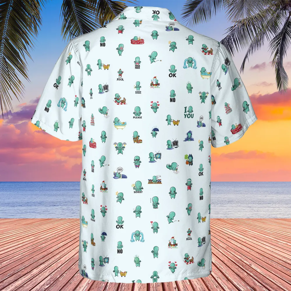 Kawai Cthulhu Pattern Hawaiian Shirt - 3