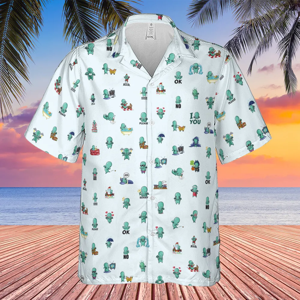 Kawai Cthulhu Pattern Hawaiian Shirt - 2