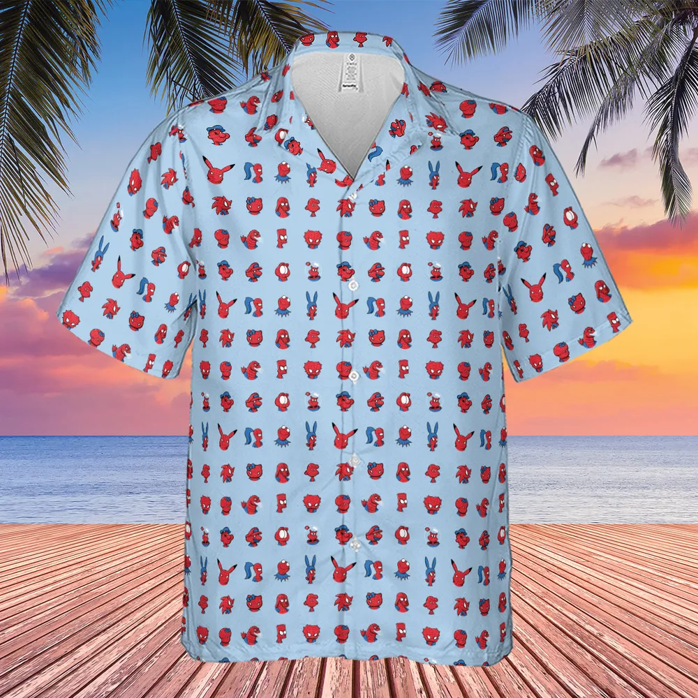 Funny Spider-Man Characters Pattern Hawaiian Shirt - 4