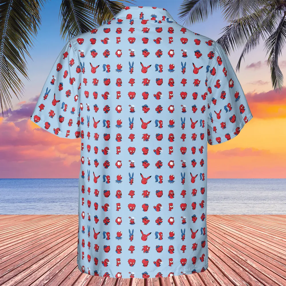 Funny Spider-Man Characters Pattern Hawaiian Shirt - 3