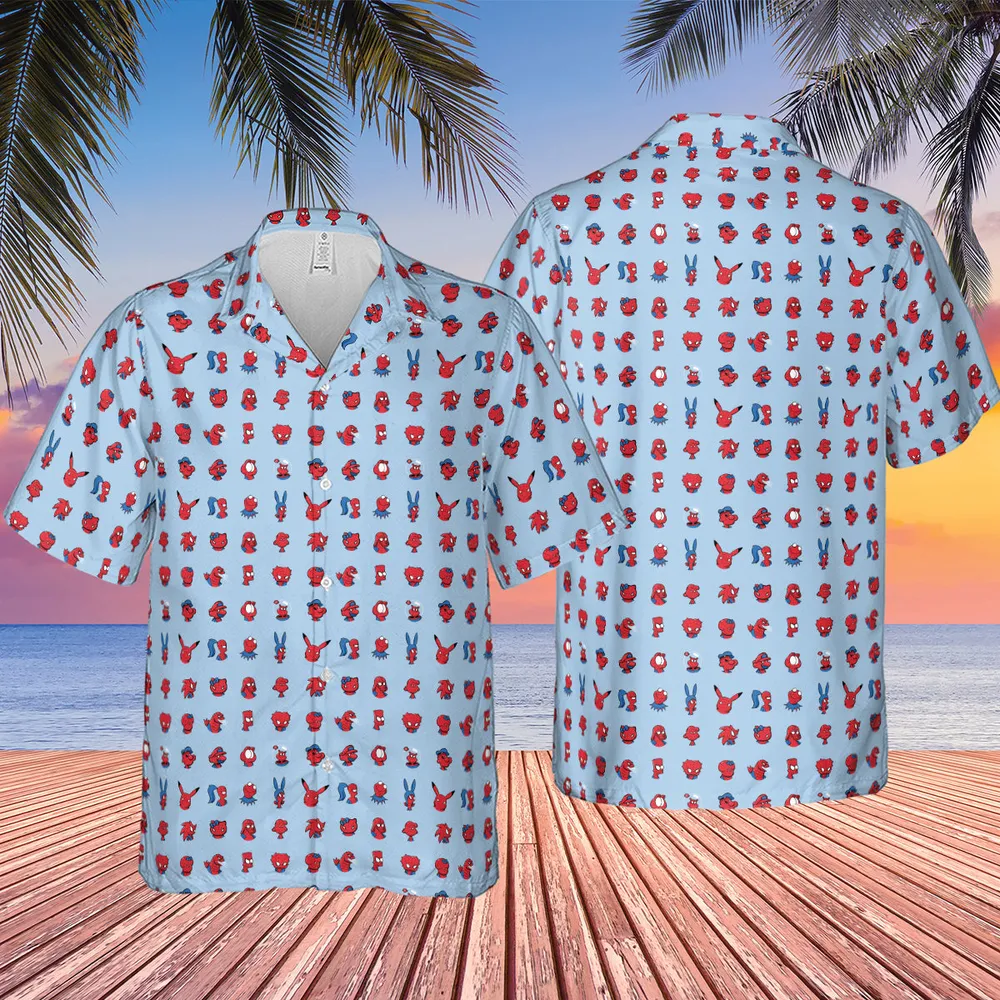 Funny Spider-Man Characters Pattern Hawaiian Shirt - 2