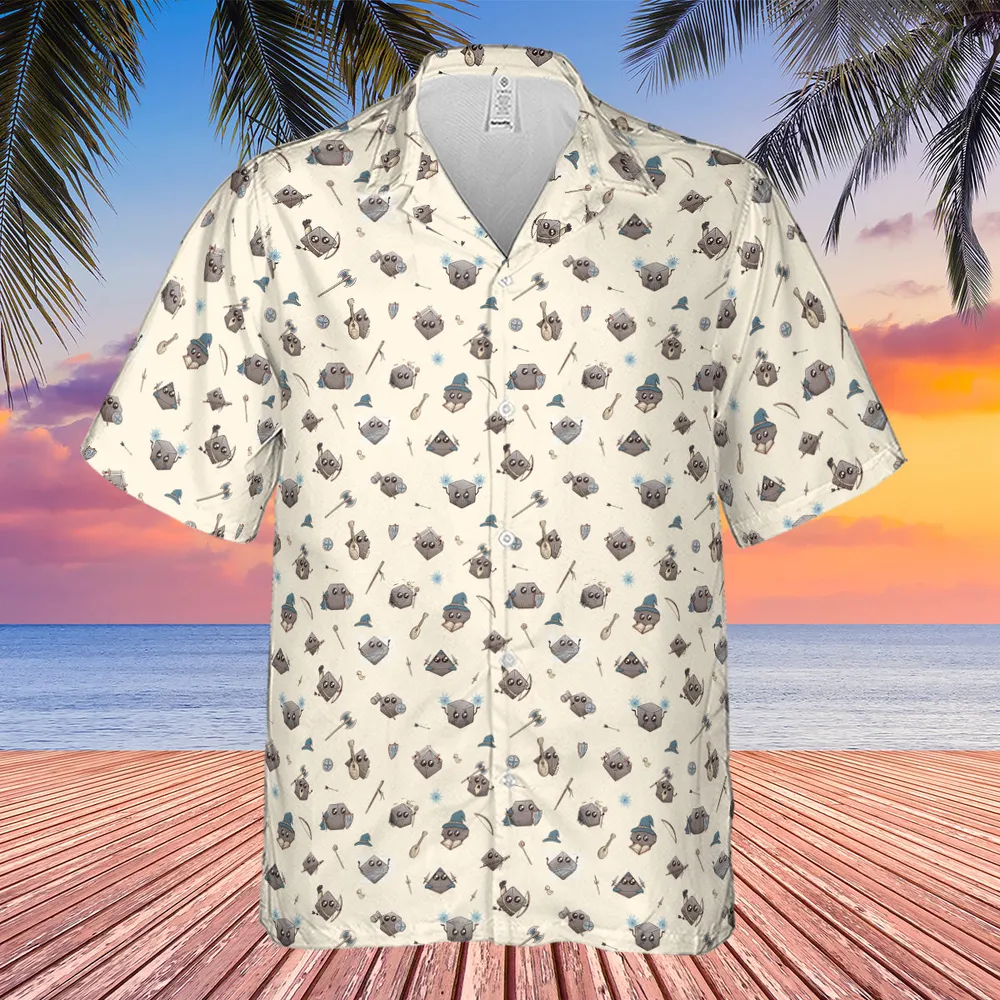 Kawaii Dices DnD Pattern Hawaiian Shirt - 4