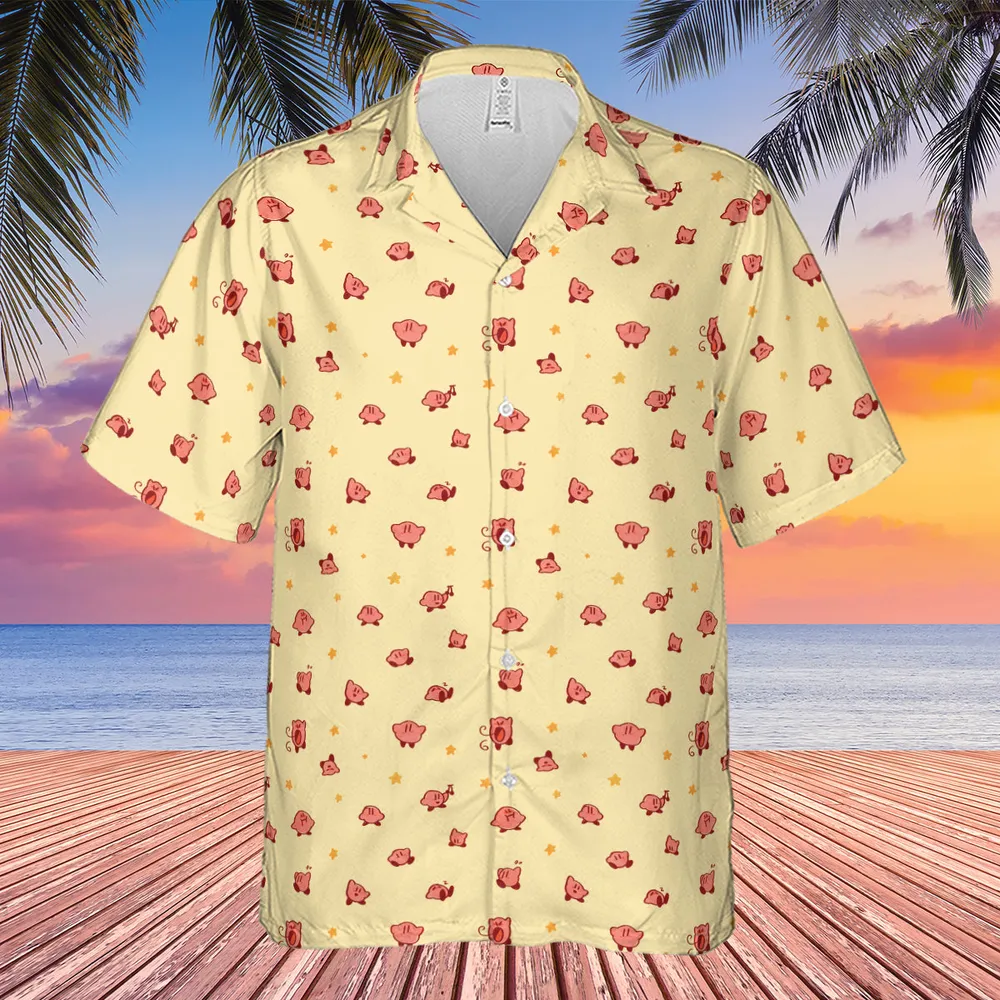Nintendo Kirby Pattern Hawaiian Shirt - 4