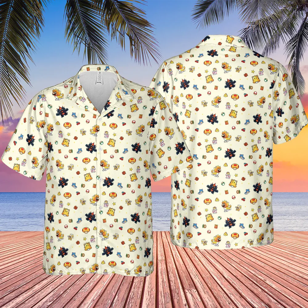 Super Mario Characters Pattern Hawaiian Shirt - 2