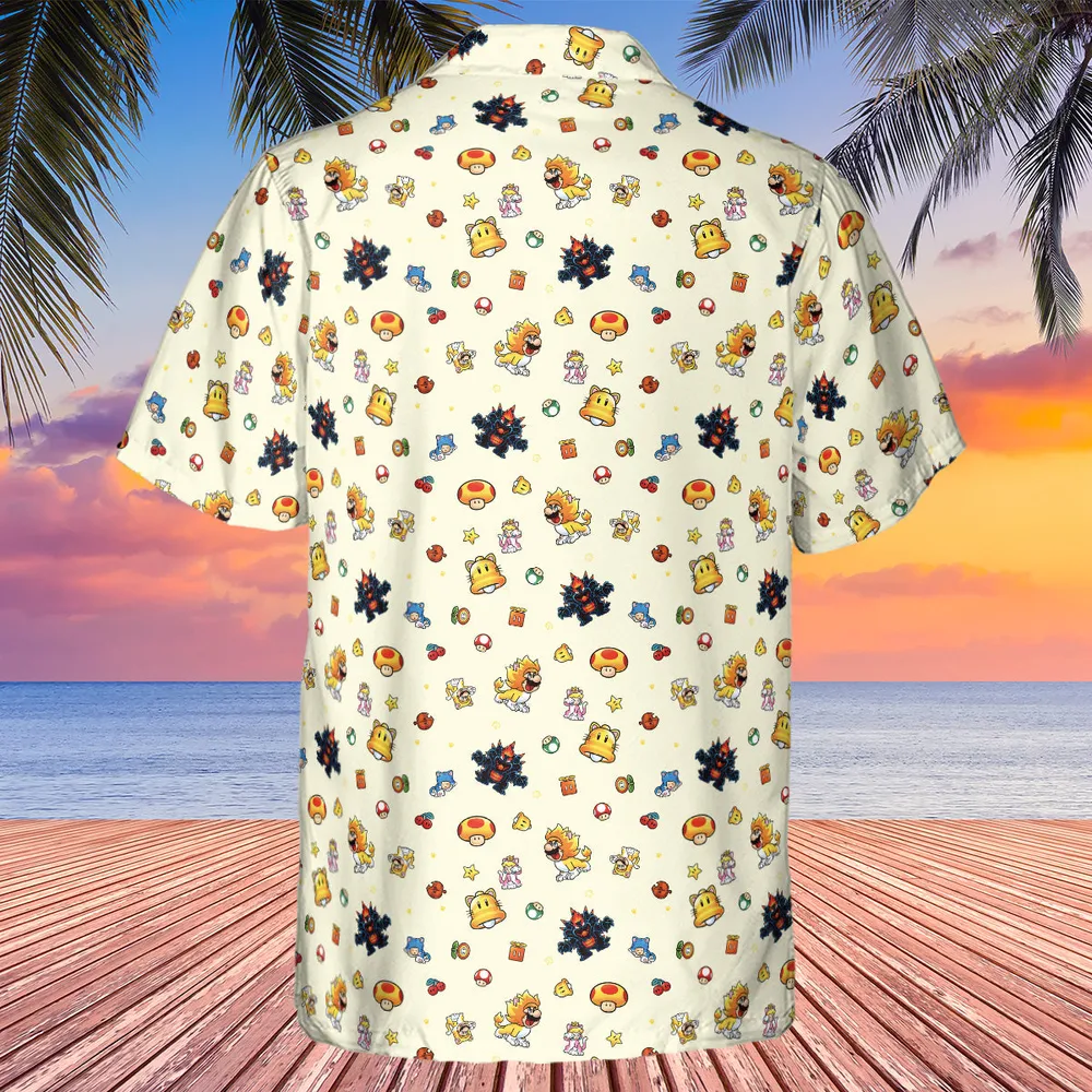 Super Mario Characters Pattern Hawaiian Shirt - 3