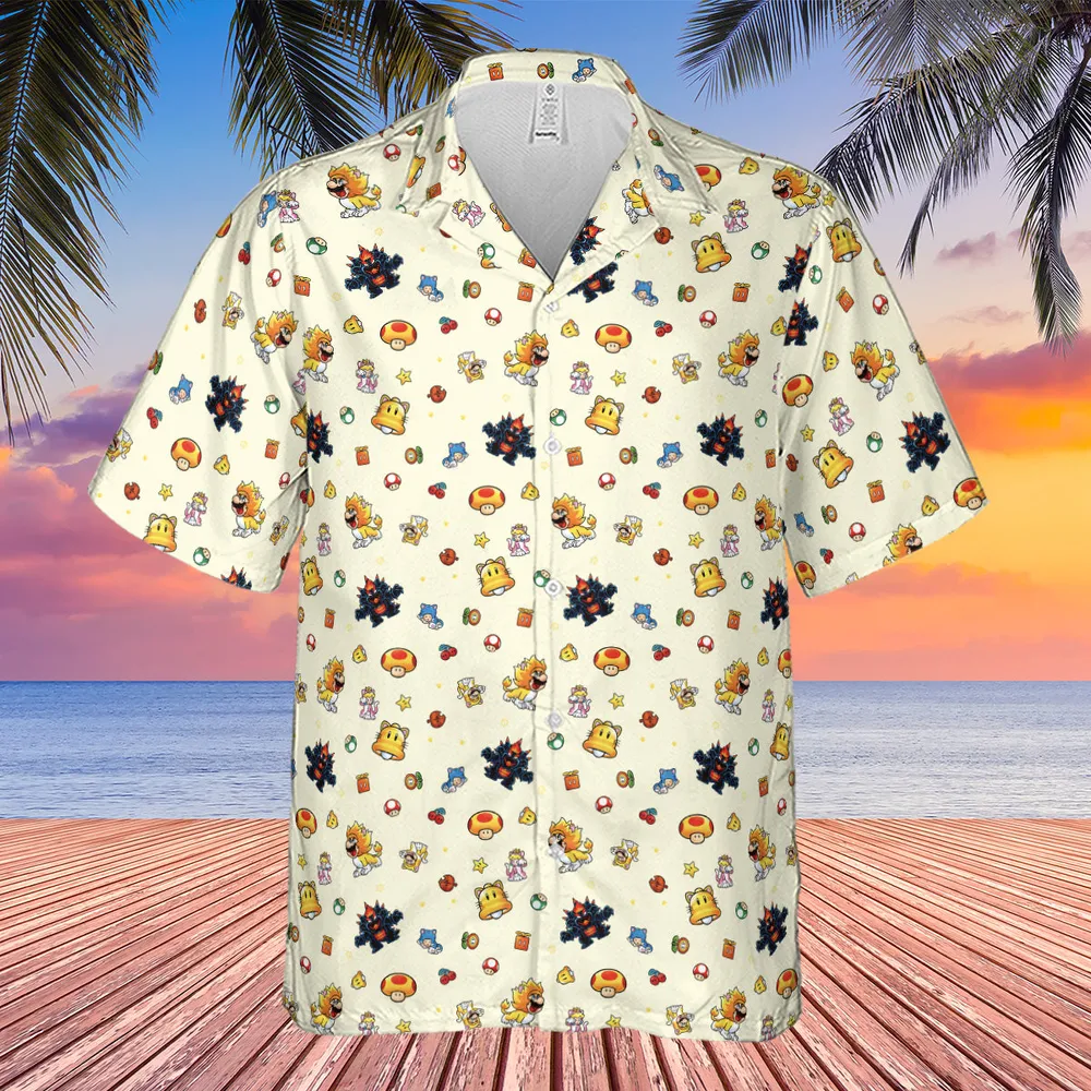 Super Mario Characters Pattern Hawaiian Shirt - 4